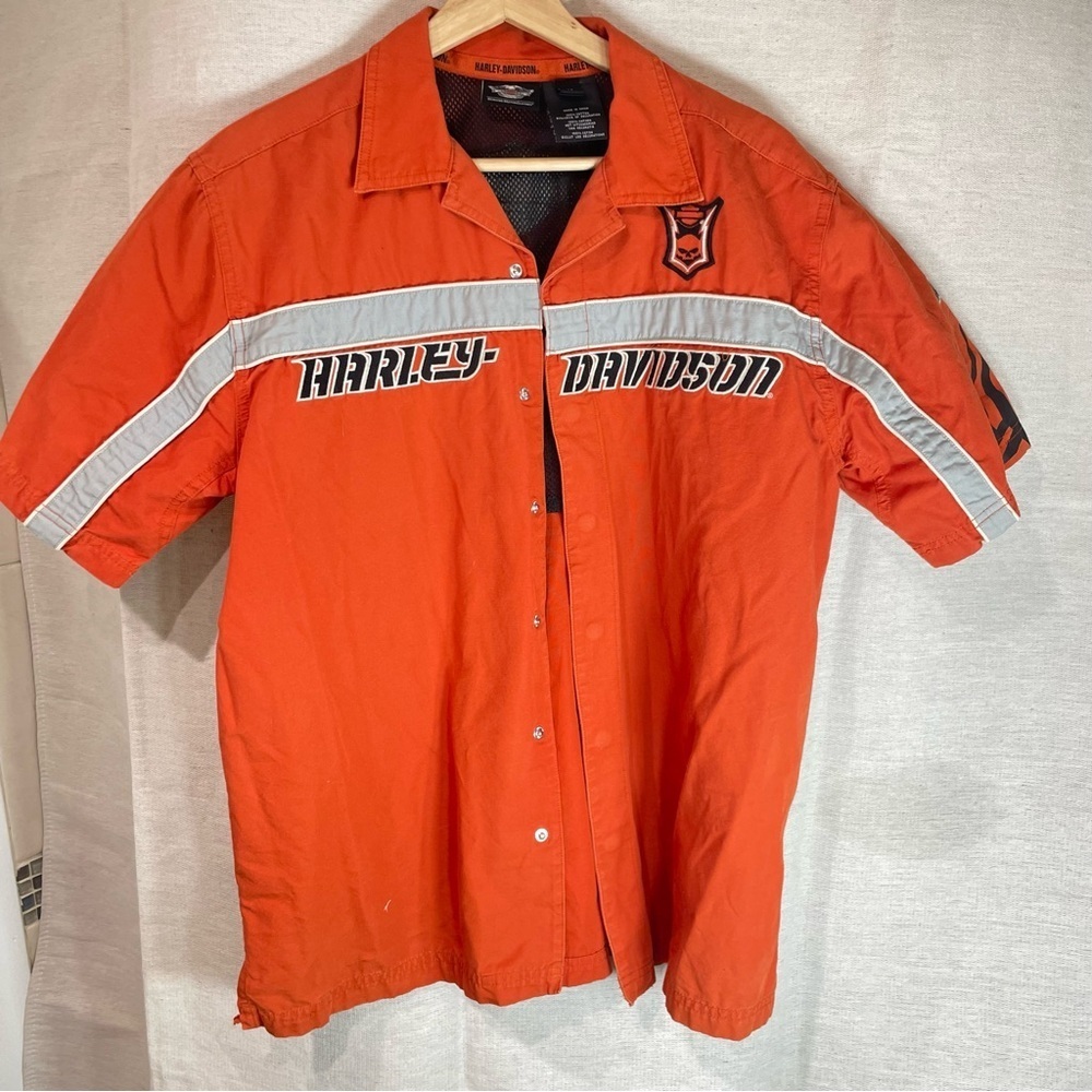 Harley-Davidson Men's Bold Orange Button-Down Shirt